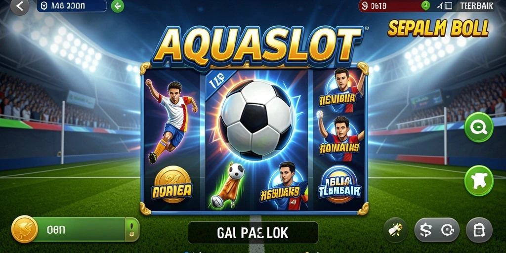 Gameplay menarik AQUASLOT dengan tema sepak bola yang memukau.