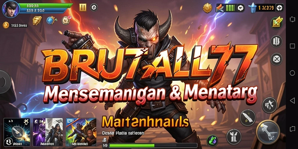 Tampilan gameplay BRUTAL77 yang penuh aksi di medan perang Tower Defense.