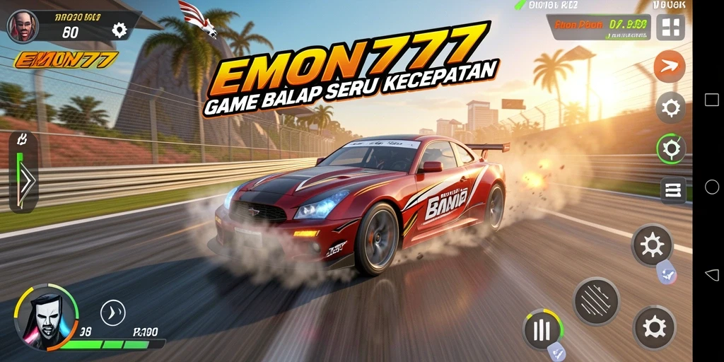 Tampilan menarik dari gameplay balap seru EMON777.