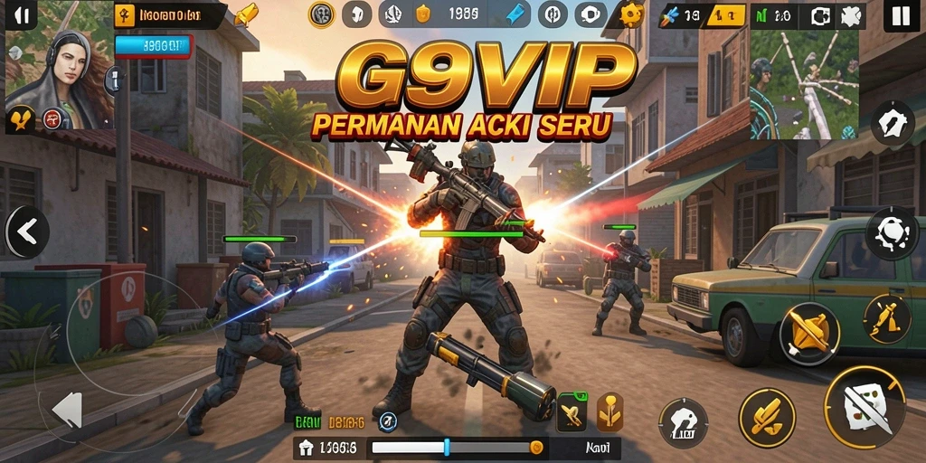 Tampilan aksi dinamis dalam gameplay G9VIP yang mendebarkan.