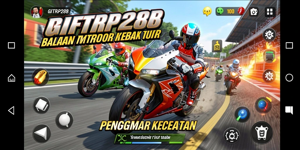 Tampilan gameplay menegangkan dari balapan motor GIFTRP288.
