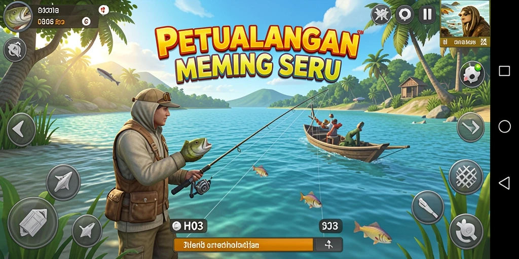 Tampilan gameplay H03 yang menarik saat menangkap ikan.