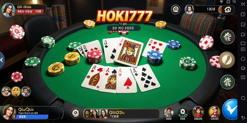 Tampilan gameplay seru dari HOKI777 yang menampilkan aksi QiuQiu.