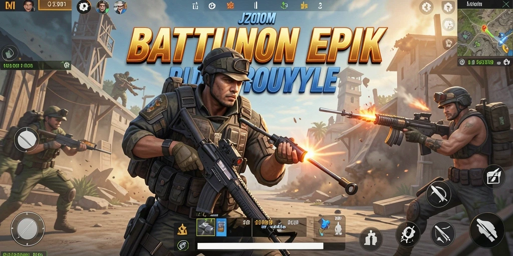 Tangkapan layar gameplay seru di J200M saat bertempur di arena Battle Royale.