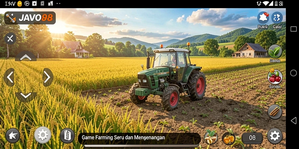 Screenshot utama <strong>JAVO88</strong> menampilkan gameplay menarik di ladang yang subur.