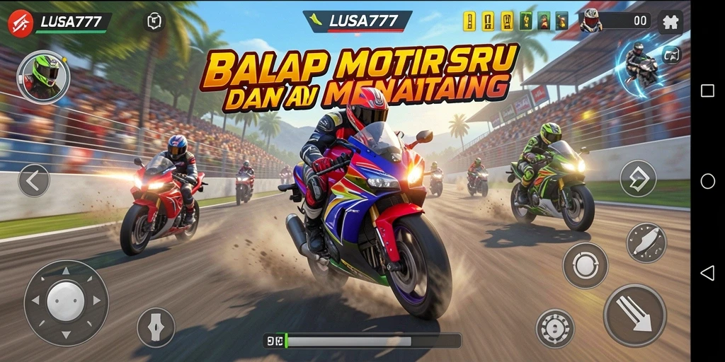Gameplay balap motor yang mendebarkan di LUSA777.