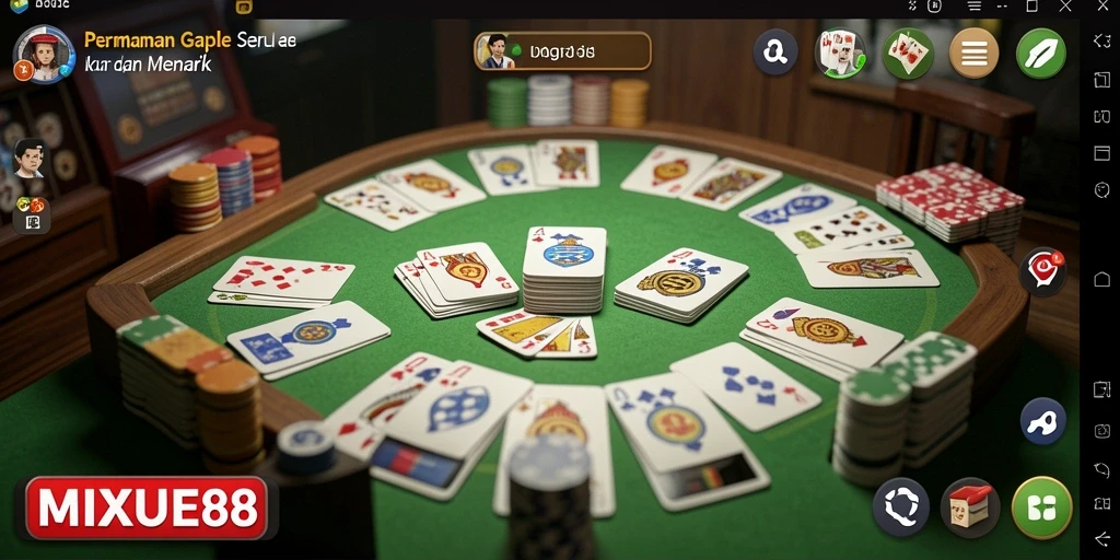 Tampilan gameplay seru MIXUE88 saat bermain gaple.