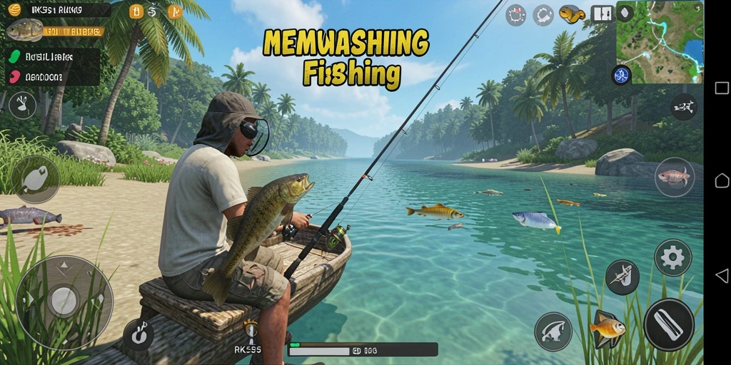 Tampilan gameplay RK55 yang menakjubkan dan penuh aksi memancing.