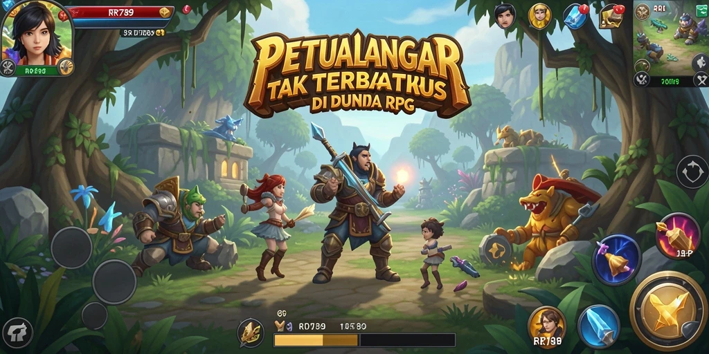 Gameplay seru dengan petualangan dan pertarungan karakter RPG.