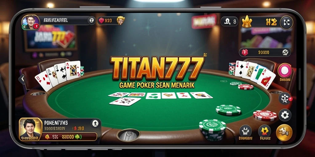 Tampilan gameplay seru dari TITAN777 dengan aksi poker yang mendebarkan.