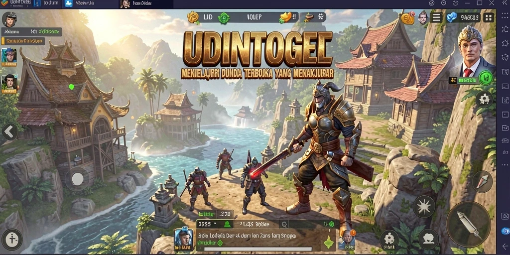 Tampilan gameplay UDINTOGEL dengan dunia terbuka dan karakter yang berinteraksi.
