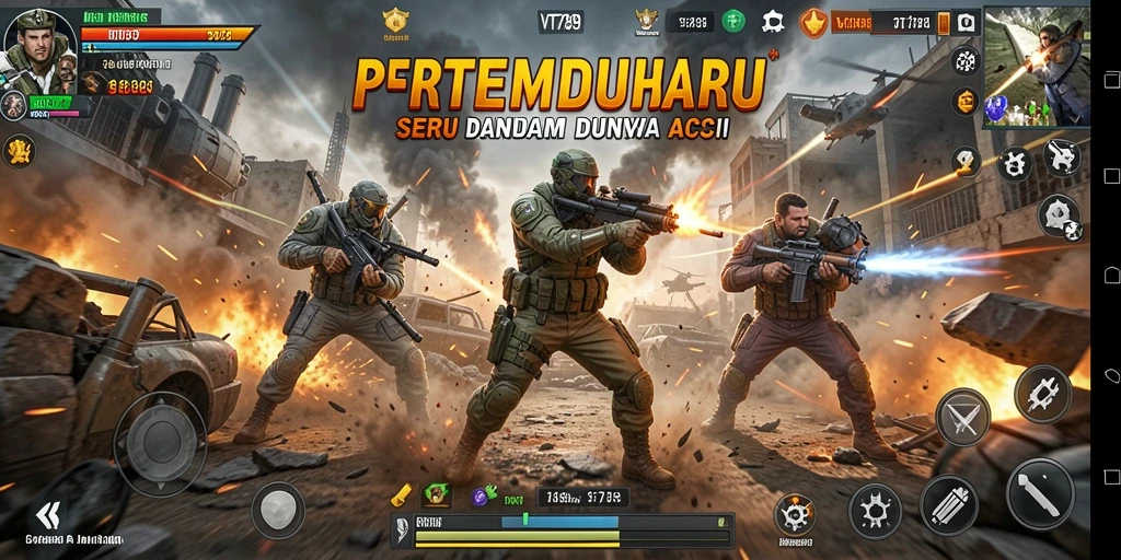 Tangkapan layar gameplay VT789 dengan aksi pertempuran yang intens.