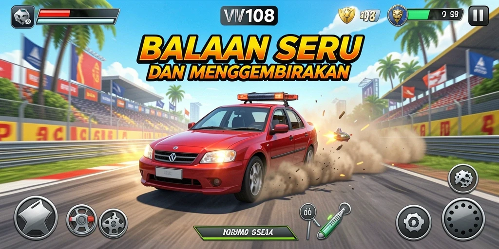 Tampilan gameplay <strong>VW108</strong> yang mendebarkan di lintasan balap.